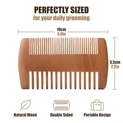 Peigne en bois double face ZZHBOO, dents larges et fines, 10 cm, vue principale